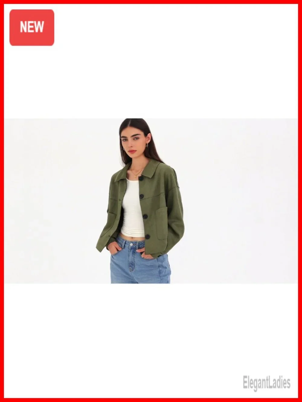 PRETTYGARDEN Women's Faux Suede Lightweight Cropped Jacket Button Down Collared